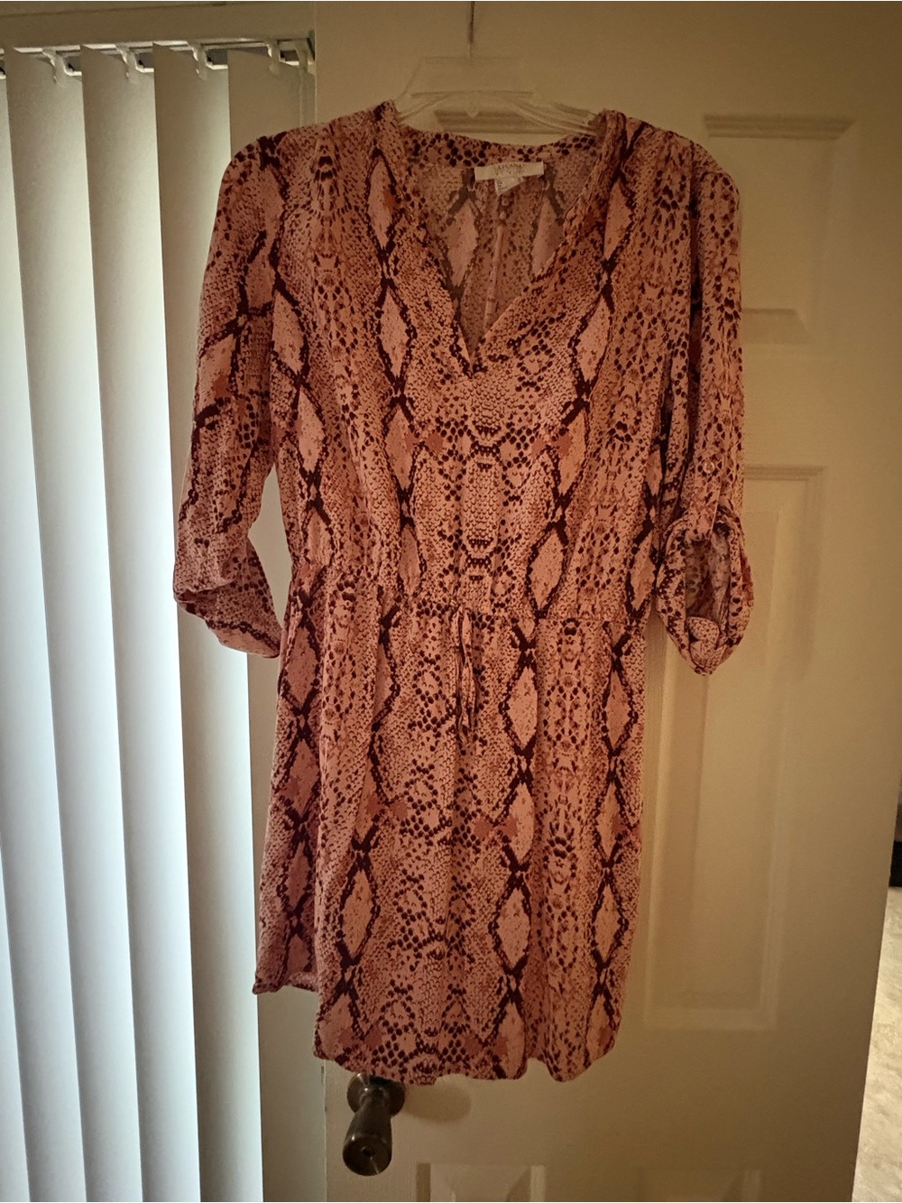 VENUS Pink Snake-Print V-Neck Mini Dress